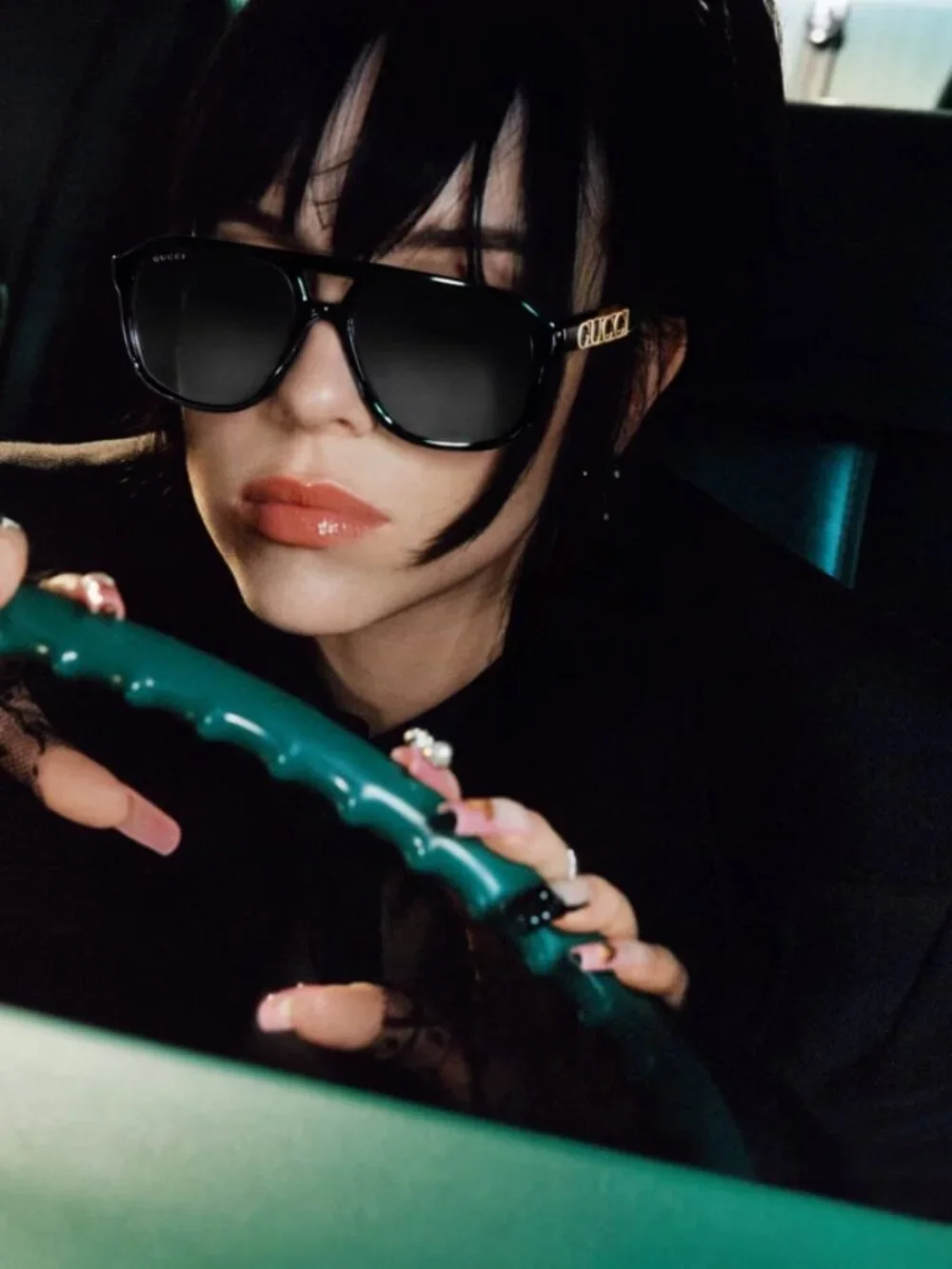 Gucci GG1188S 004 Aviator Sunglasses - Black / Blue